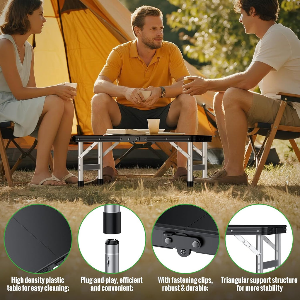 GARLLEN Waterproof Folding Camping Table 22.8" Lx15.7 W, 3-Height Max 27.5"