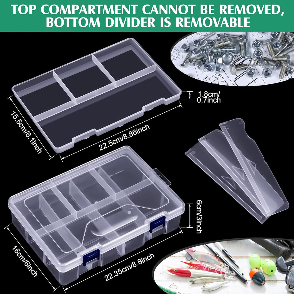 Honoson 6 Pack Fishing Tackle Box Organizer, Clear Waterproof Movable Tray