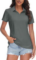 TACVASEN Women's V-Neck Polo Shirts UPF 50+ Short Sleeve Sun Protection Quick Dry Golf Polos Collared Shirt