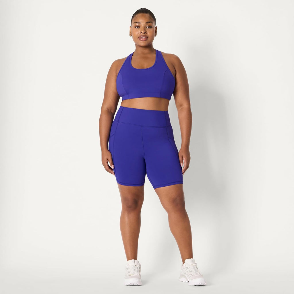 Amazon Essentials Women's Active Total Train High Waist 7" Gym Workout Biker Shorts with Pockets