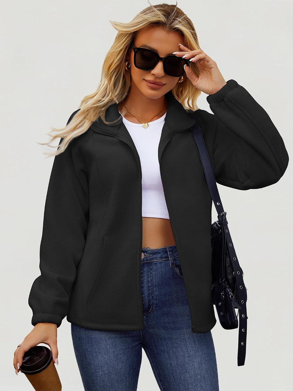 UEAL Womens Zip Up Fleece Jacket
