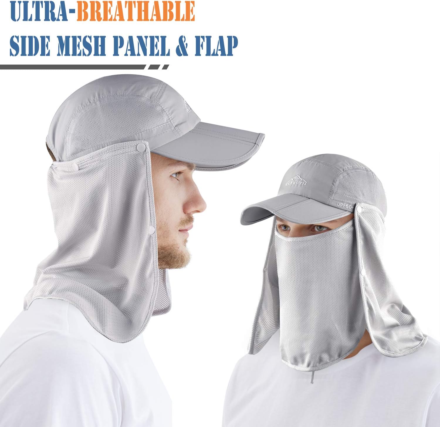 Outdoor Sun Hat for Men Women UPF 50+ Fishing UV Hat with Neck Flap Face Cover for Sun Protection