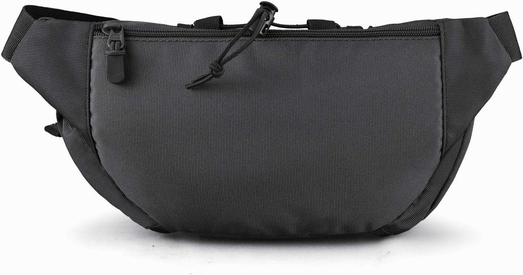 SOWHUP Tactical Fanny Pack,Military Waist Bag Pack with U.S Patch Utility Hip Belt Bumbag for Outdoor Fishing Hiking (Black(5 Zipper Pockets))