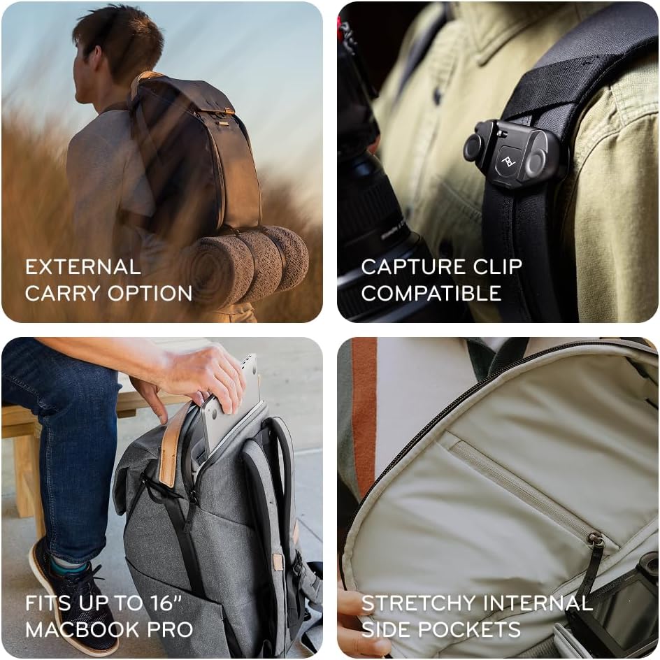Peak Design Everyday Backpack 20L, Kelp, MagLatch Top, Dual Side Access, FlexFold Dividers, Fits 15" Laptop, For Camera Carry, Daily Commutes or Travel, Versatile Backpack for Men and Women