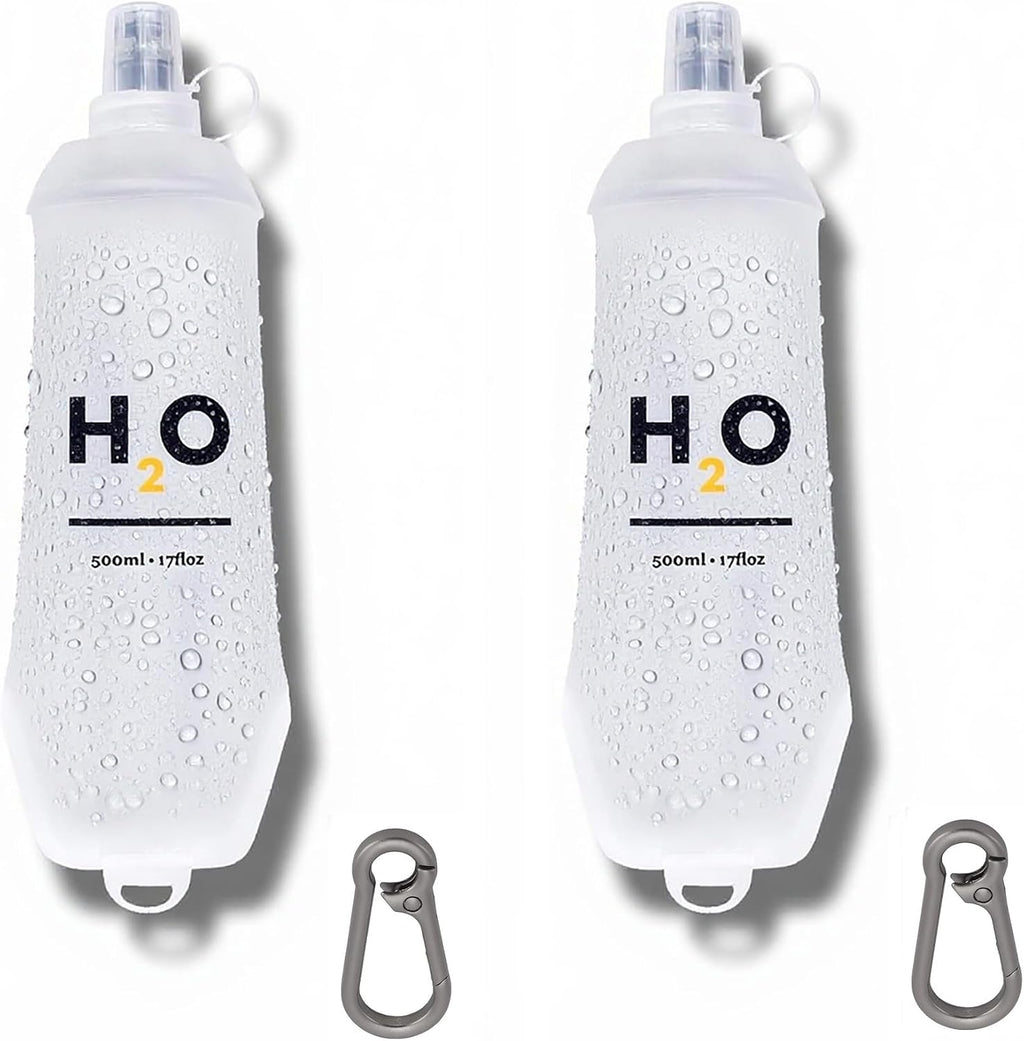 HECHZSO 2 Pack 500ml Soft Flask Running Water Bottles for Running Vests