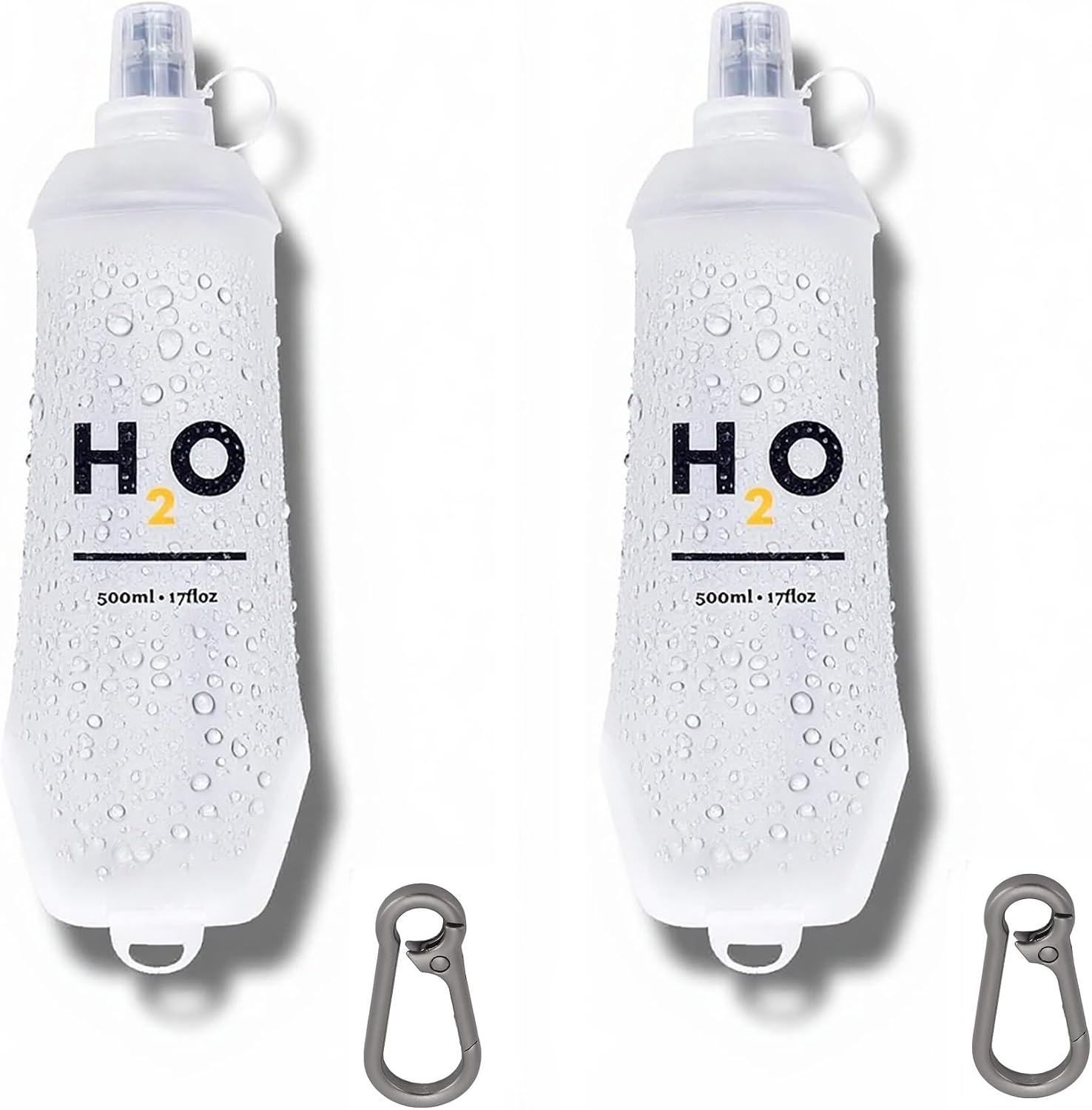 HECHZSO 2 Pack 500ml Soft Flask Running Water Bottles for Running Vests
