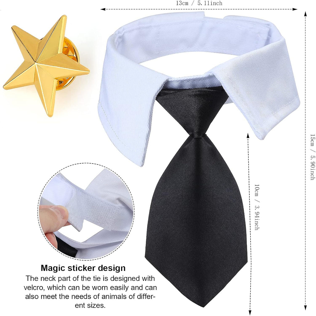 Yewong 3-Piece Pet Captain Costume Accessory Set - Dog & Cat Pilot Hat, Formal Necktie & Collar - Fancy Dress & Halloween Party (Set-A)
