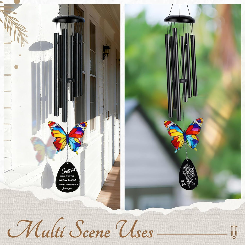 Sisters Gifts from Sister, Sister Birthday Gift from Sisters, Gift for Sisters Birthday, Sisters Present from Sis Brother, Sis Wind Chimes, Best Sis Ever Presents for Christmas, Mothers Day