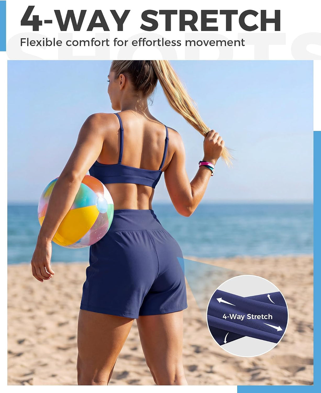 Ommiivex Women Swim Shorts 5 Inches High Waist Extremely Stretch Softness Quick Dry for Pool Beach Board Summer Vacation