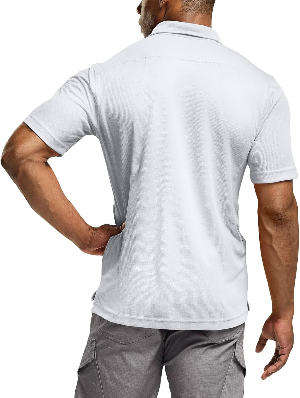 CQR Men's Quick Dry Tactical Polo Shirt, Lightweight Breathable Performance Polo, Short Sleeve UPF 50+ Outdoor Golf Shirt