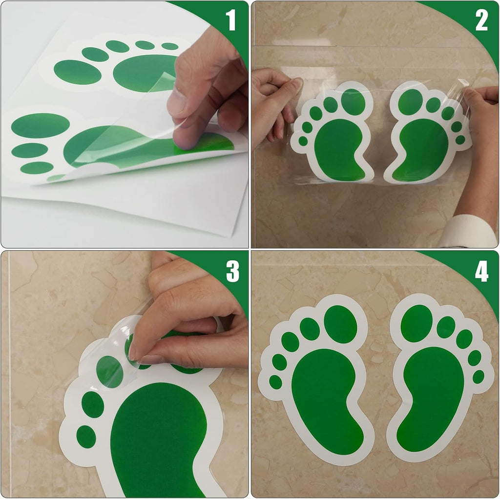 20 Pairs Green Footprint Stickers 4×6 in Classroom Floor Line Up