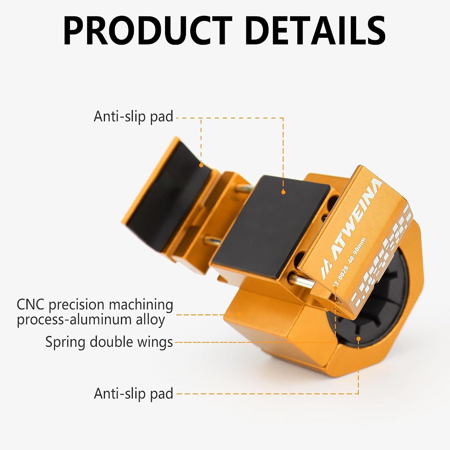 Bike Handlebar Mounts for 4.5-7.6 Phones (Gold)