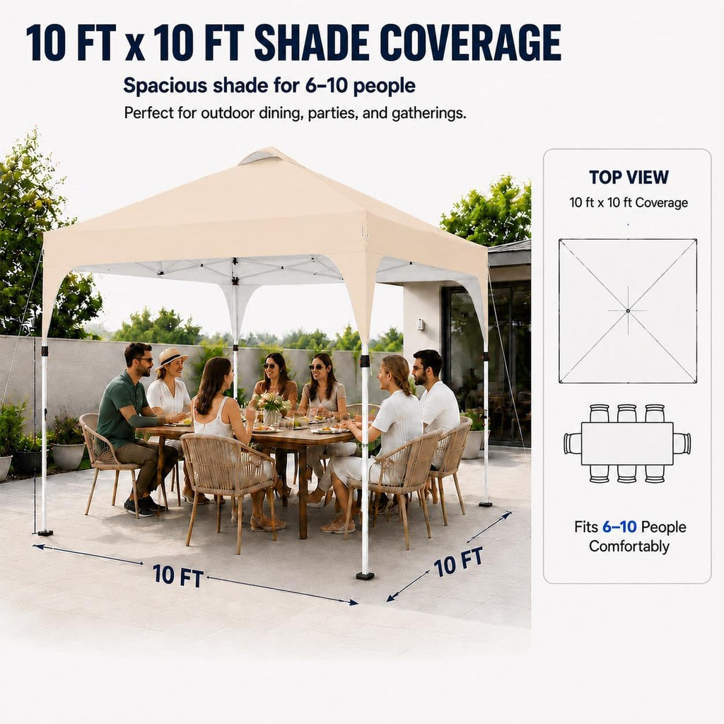 Yaheetech 10x10 Pop Up Canopy Tent for Outdoor Events, Beige