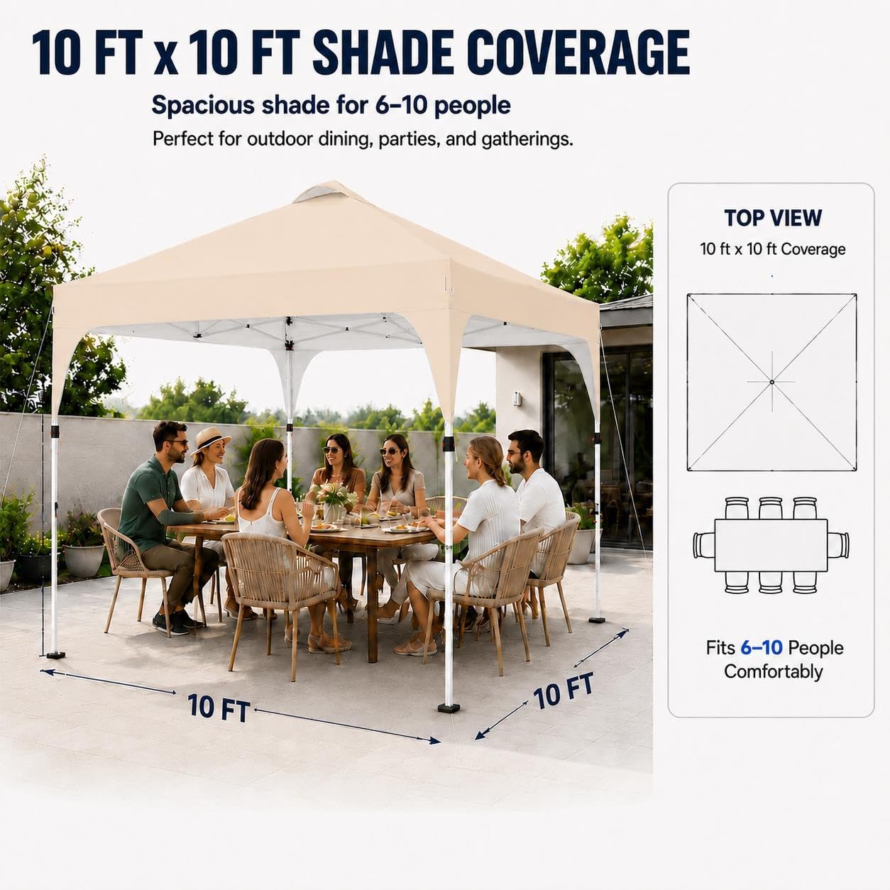 Yaheetech 10x10 Pop Up Canopy Tent for Outdoor Events, Beige