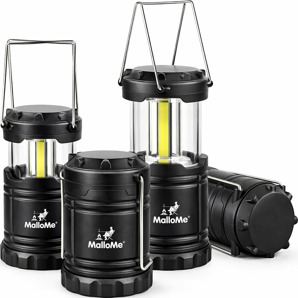 MalloMe LED Camping Lantern, Battery Powered Lanterns for Power Outages, Portable Hanging Collapsible Camping Lights for Outdoor, Home, Emergency, Hurricane Lamp Survival Outage Light 3 x AAA Operated