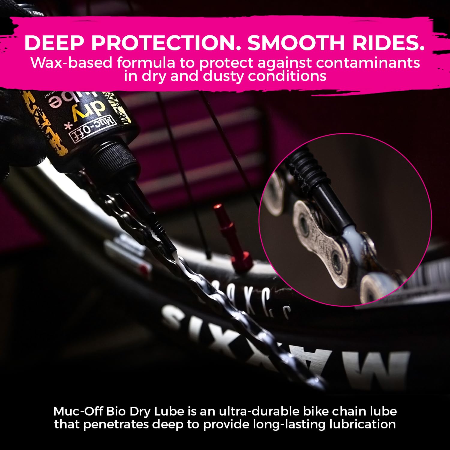 Muc-Off Bio Dry Bike Chain Lube 50ml (Pack of 2) Wax-Based Formula for Smooth Gear Shifts | Creates Protective Layer and Reduces Friction | Pipette System for Easy Application