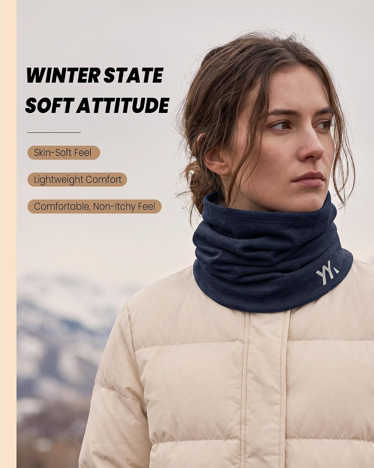 YANIKY Winter Neck Warmer, Wool Neck Gaiter Fleece Scarf, Windproof Face Cover Mask for Men Women
