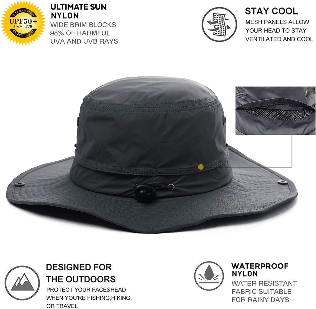 Comhats Waterproof UPF 50+ Wide Brim Sun Hat for Men Big Heads Oversized