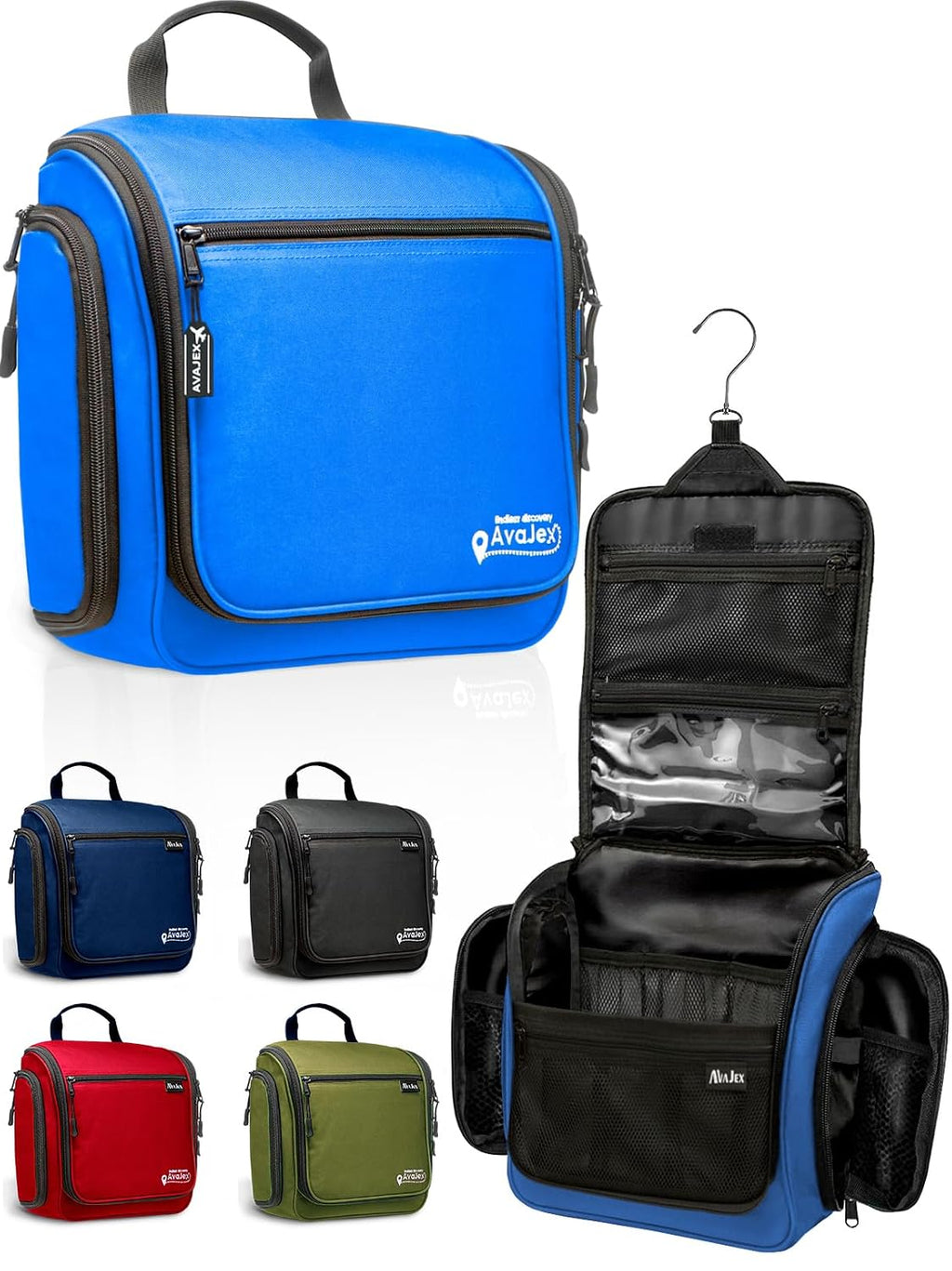 Travel Toiletry Bag for Men and Women - Large Hanging Toiletry Organizer - Waterproof Hygiene Bag with Metal XXL Swivel Hook, with Sturdy Zippers and 19 Compartments for Toiletries, Makeup, Cosmetics