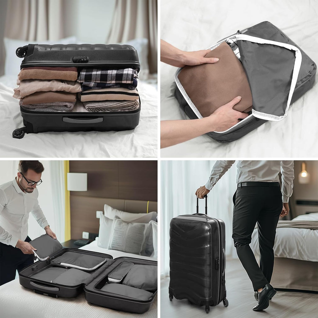 CherryNow 7 Set Compression Travel Packing Cubes for Suitcases, Grey