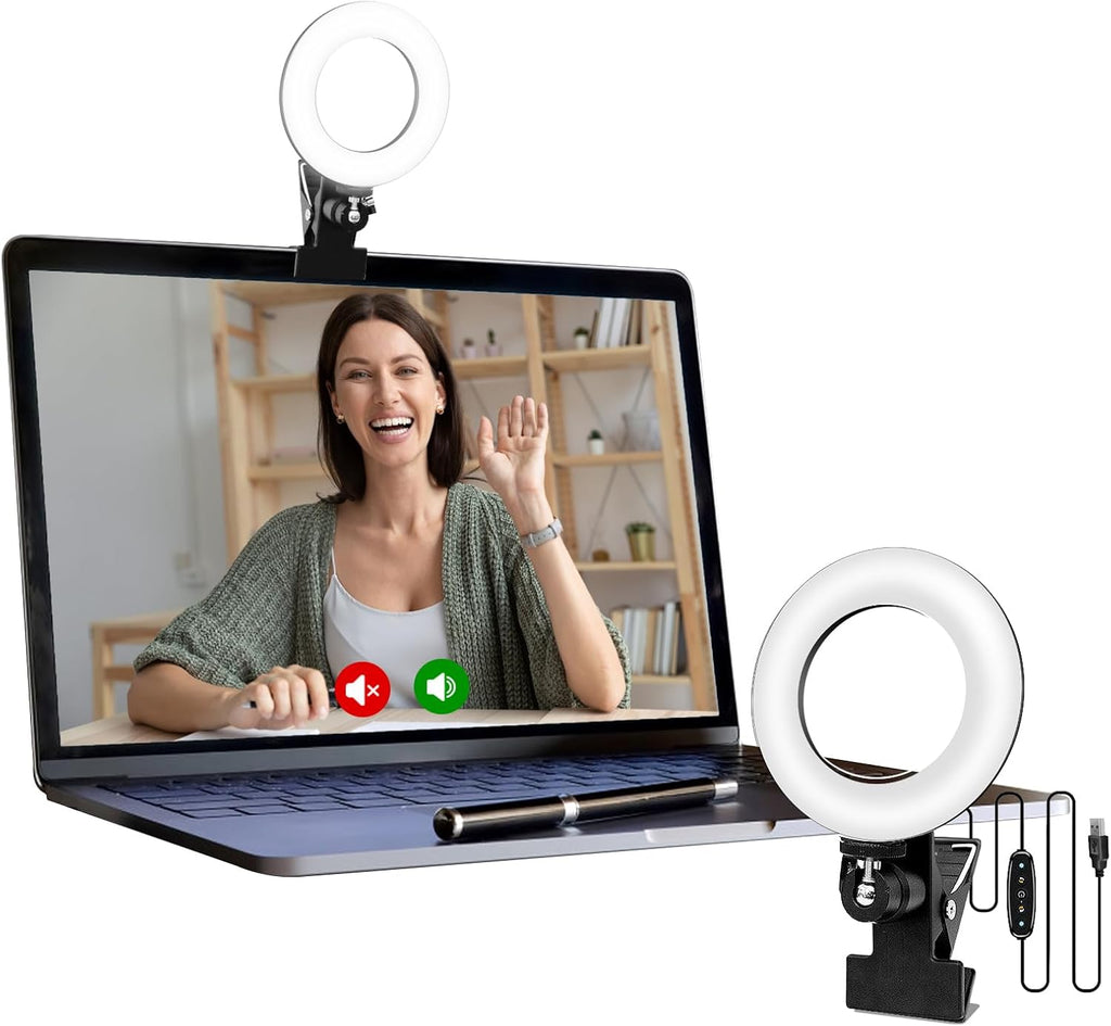Cyezcor Video Conference Lighting Kit, Ring Light for Monitor Clip On