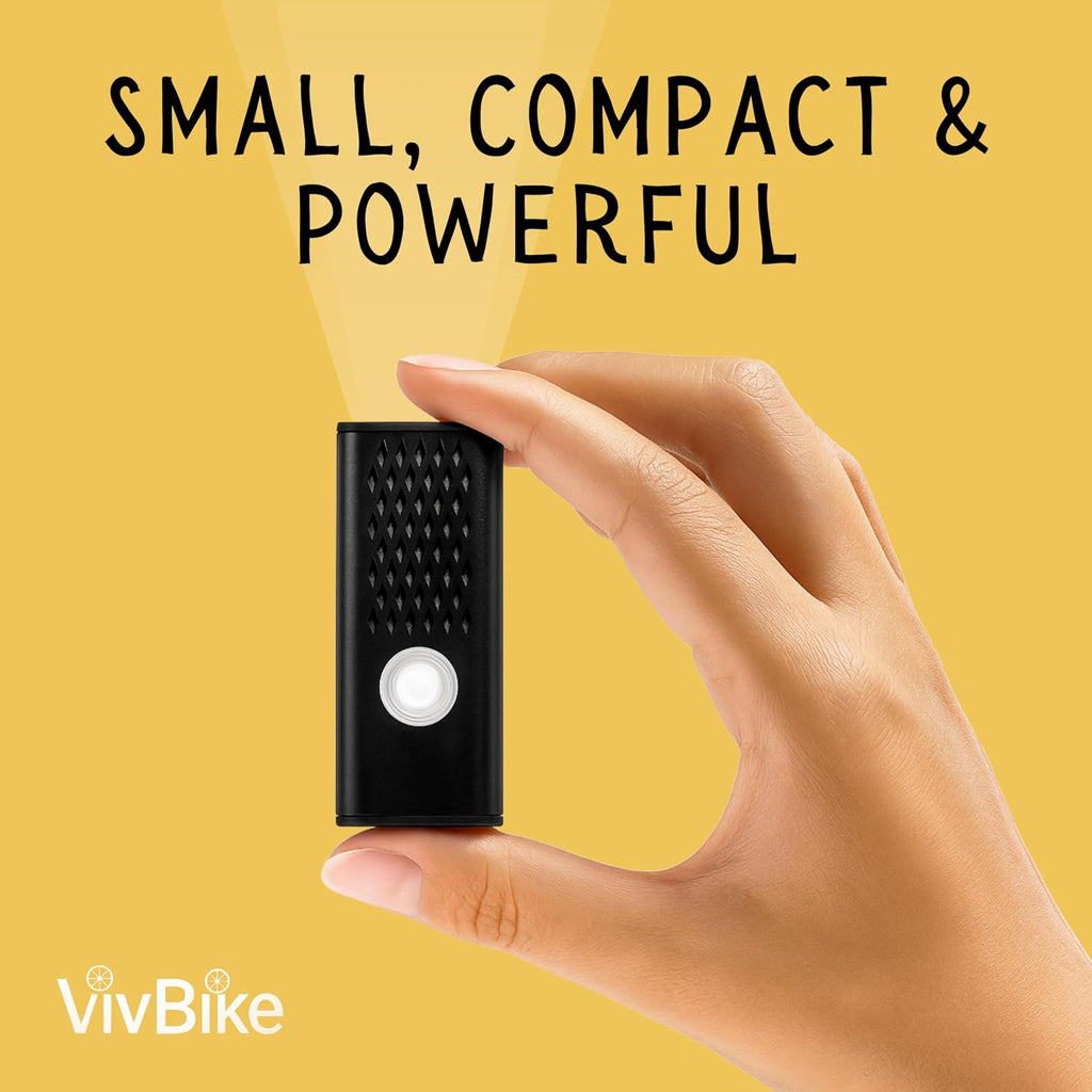 HerTime2 VivBike Rechargeable Bike Light – LED Bicycle Headlight, USB-C Charging, Waterproof, Multiple Lighting Modes