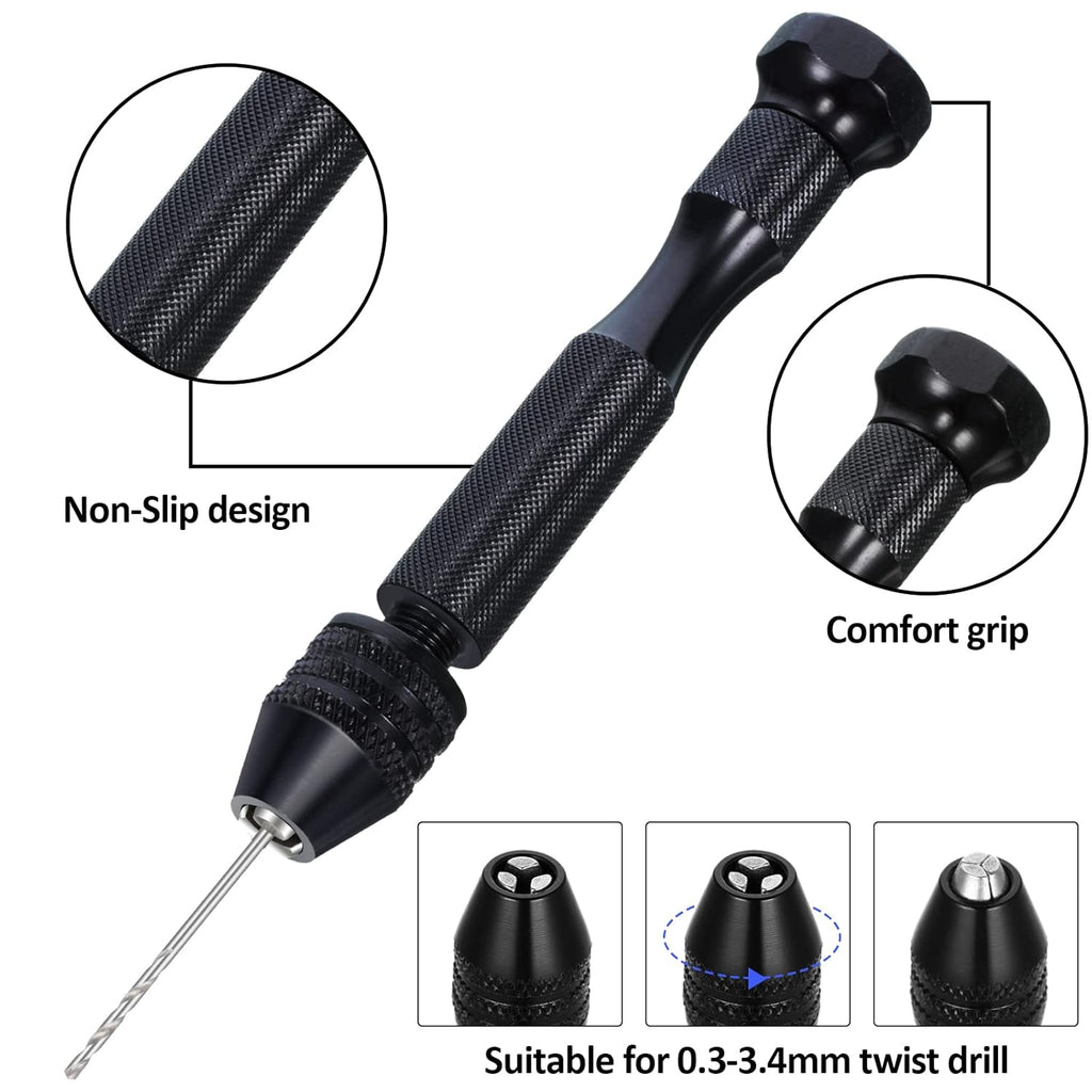 Mudder 57 Pcs Micro Drill Bits & Pin Vise Set 0.1-3mm, Black
