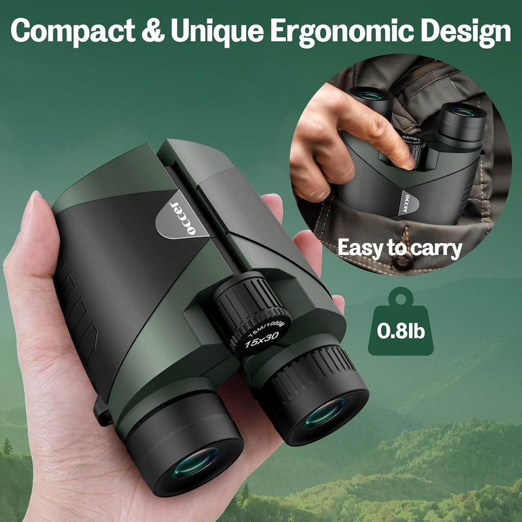 Occer 15x30 Binoculars for Adults Kids Easy Focus for Bird Watching Green