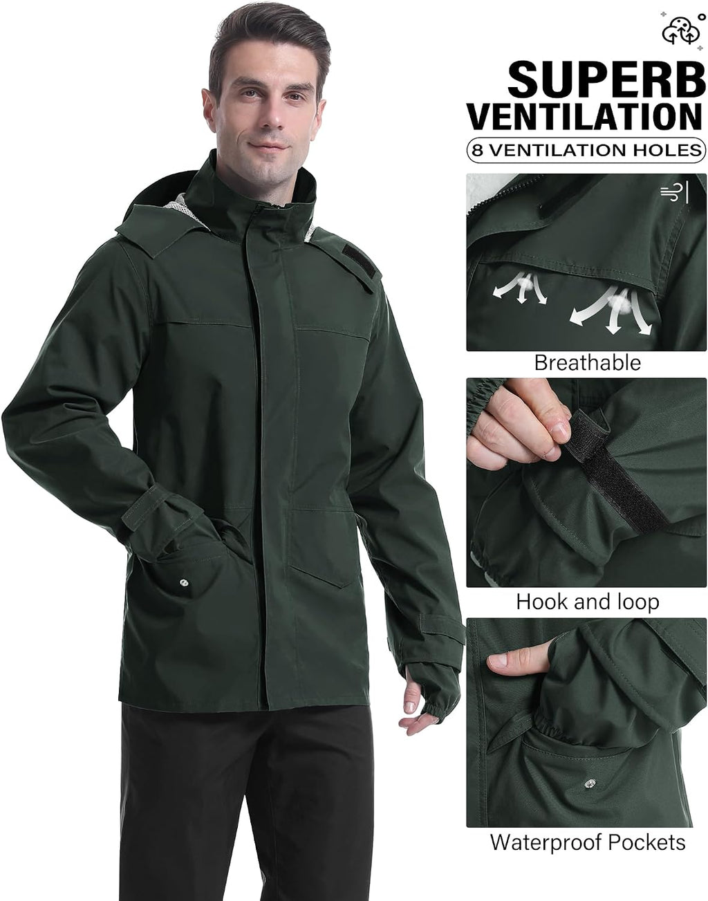 iCreek Rain Suit Waterproof Breathable Lightweight 2-Piece Rain Gear Unisex