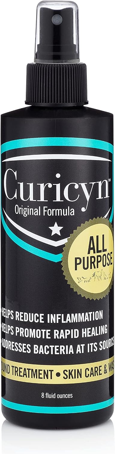 Curicyn Wound Care for Dogs, Cats & Livestock 8oz - All Natural, Fast Acting Wound Care for Pets, Safe Wound Care for Cats - Works on Varied Ailments, Easy Application Spray Bottle