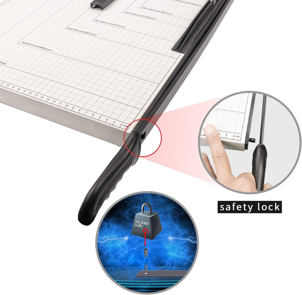 ZEQUAN B4 15" Heavy Duty Paper Cutter, Metal Base, Safety Lock, 10-Sheet