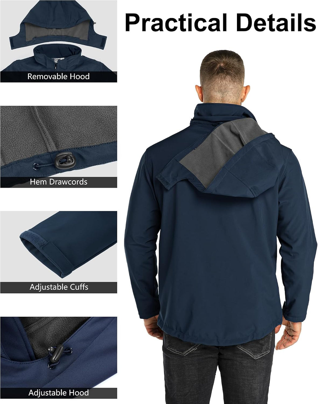 Outdoor Ventures Men's Softshell Jacket Waterproof Fleece Rain Shell Coat