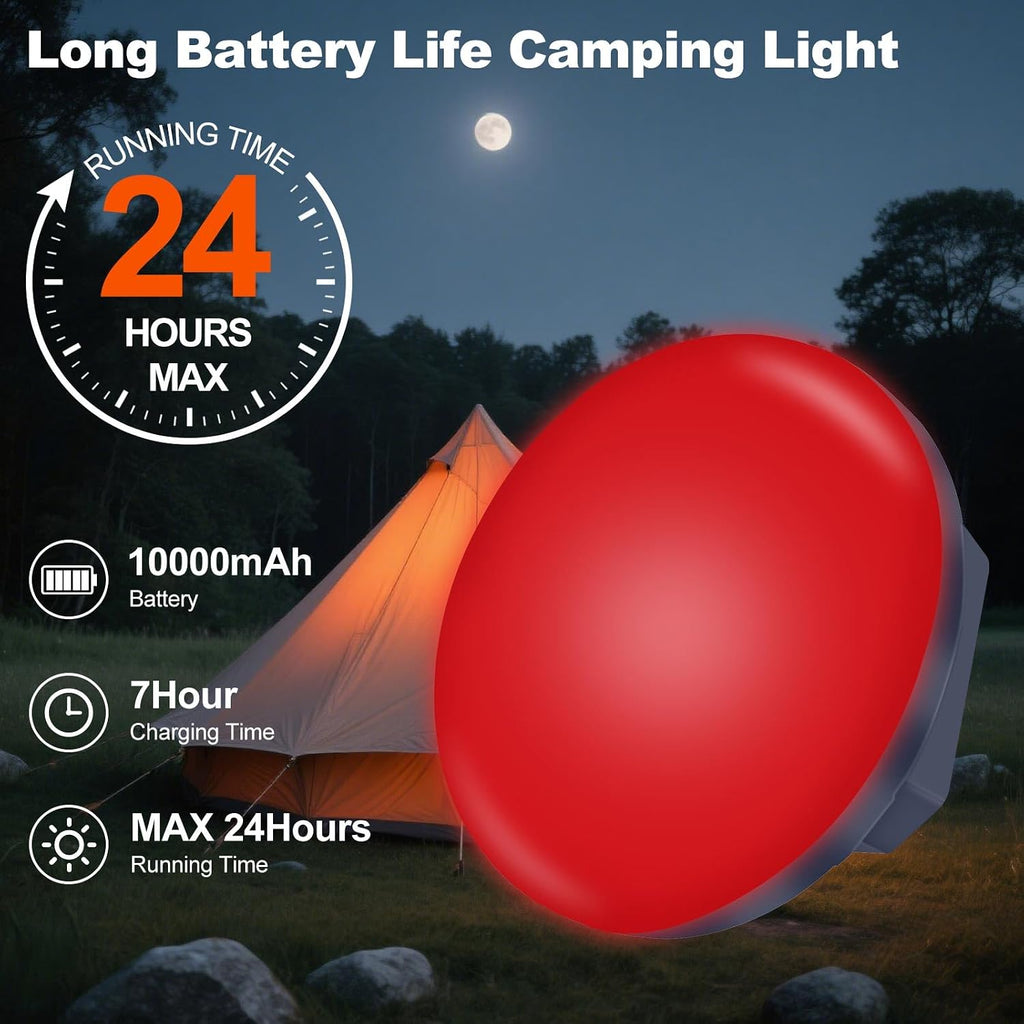Rechargeable 3000LM Red Light Camping Light Tent Camping Lantern Fishing Lantern