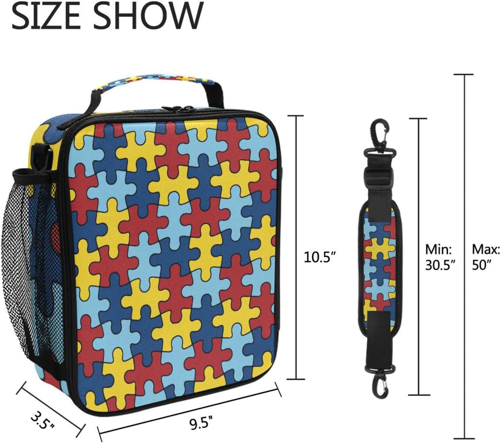 Autism Awareness Lunch Box Insulated Lunch Bag Cooler Tote Bag