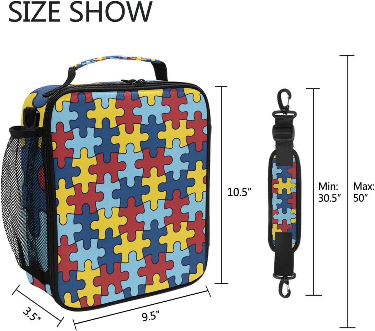 Autism Awareness Lunch Box Insulated Lunch Bag Cooler Tote Bag