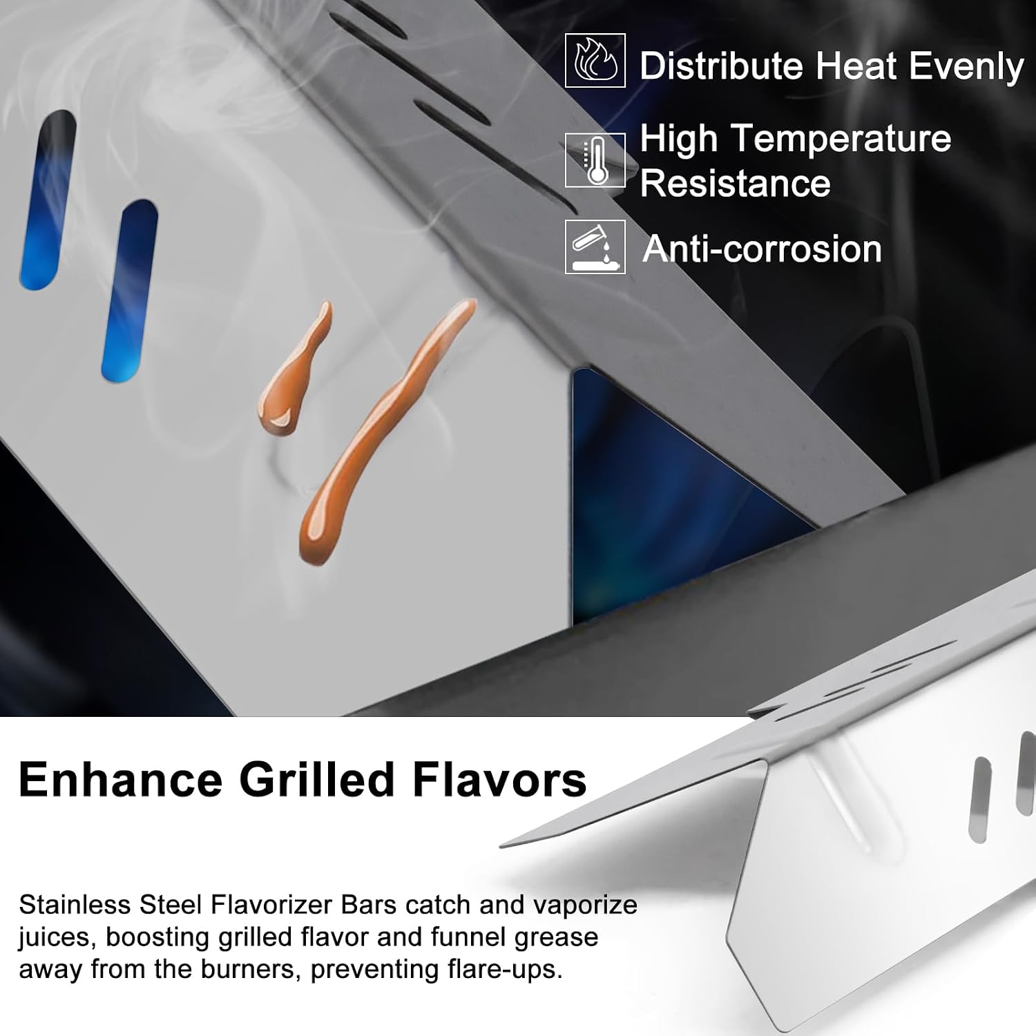 Criditpid Grill Replacement Parts for Dyna Glo DGF350CSP DGF350CSP-D 2 Burner Grill, Stainless Steel Grill Heat Plate Shields, Burner Tubes, Grates & Igniter Electrode Kit for Dyna-Glo DGF350CSP Grill