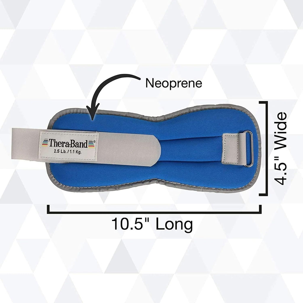 THERABAND Ankle Wrist Weights, Leg Weight, Cuff, 2.5 lb, 2-Piece Set, Blue