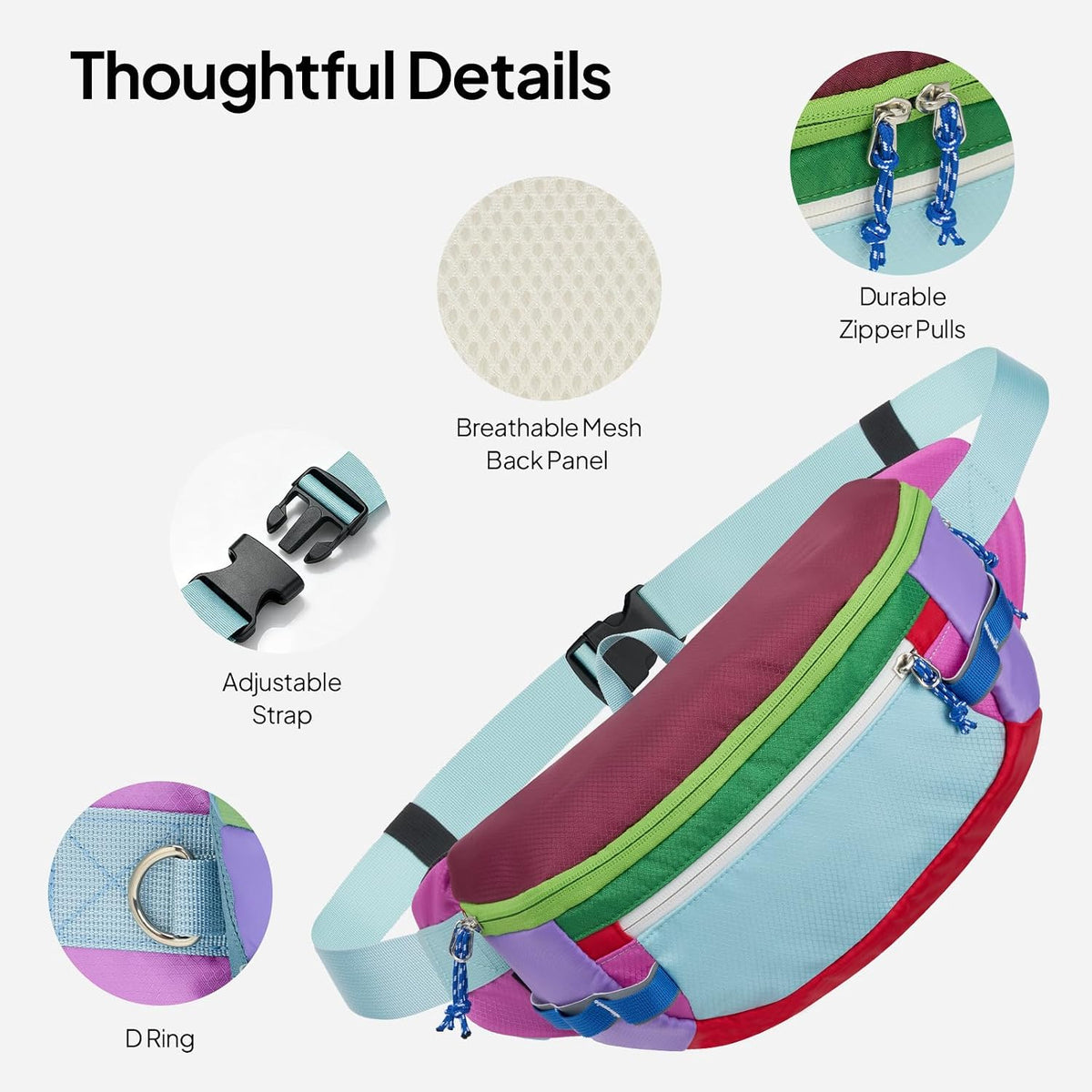 TOPEAST Fanny Pack 5L Large Capacity Waist Pack with Water Bottle Pocket