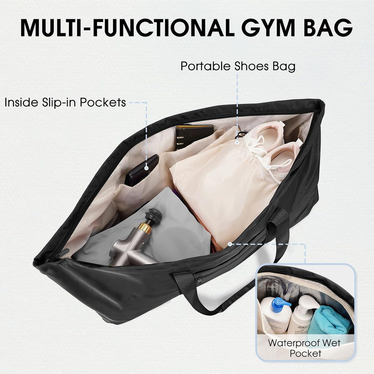 sportsnew Large Yoga Mat Bag Trolley Sleeve Gym Carrier Shoe Bag Wet Pocket