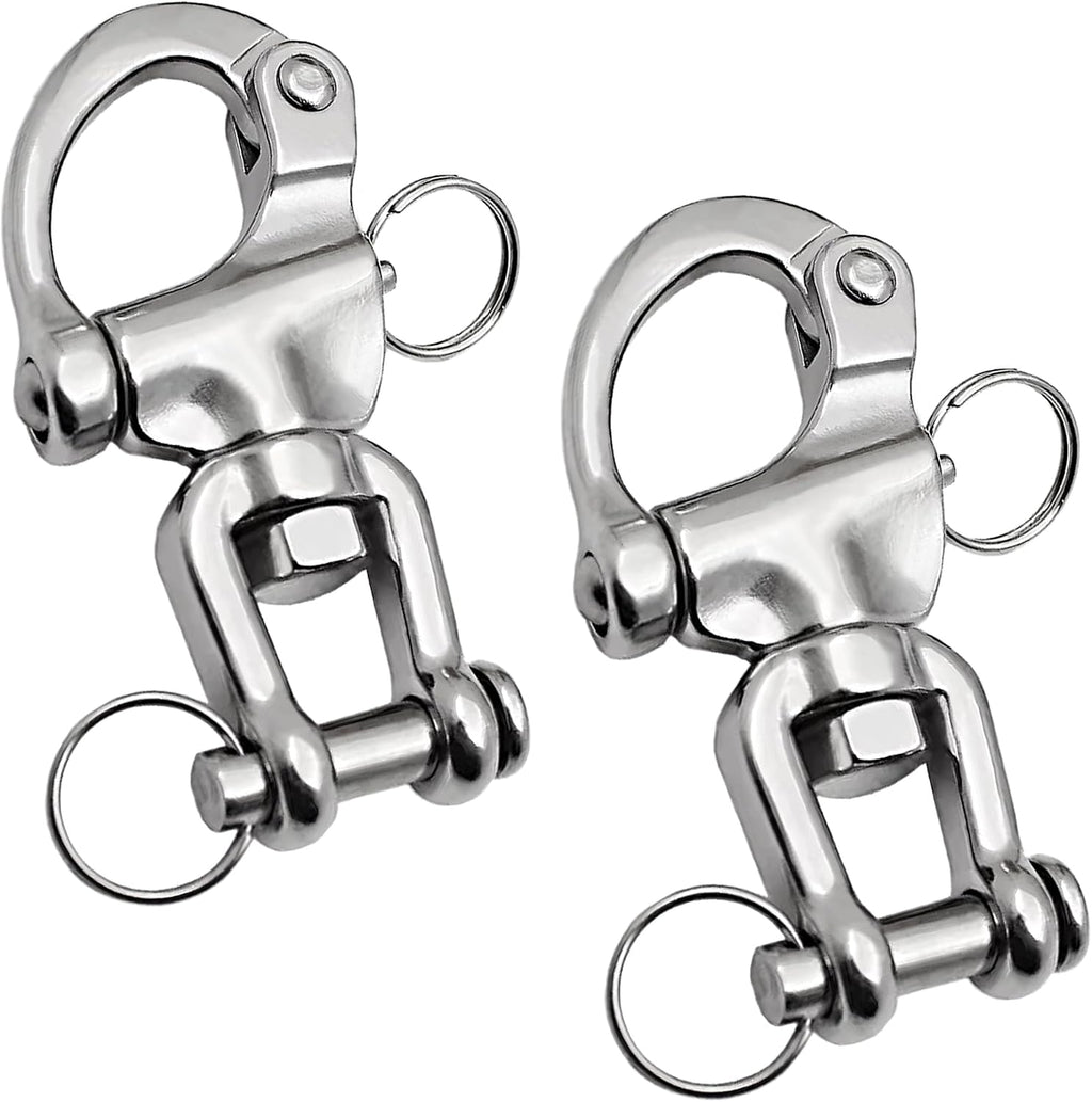 Swivel Eye Snap Shackle 316 Stainless Steel Quick Release Shackle Marine Grade Sailing Halyard Hardware, Clevis Swivel Sailing Rigging Shackles