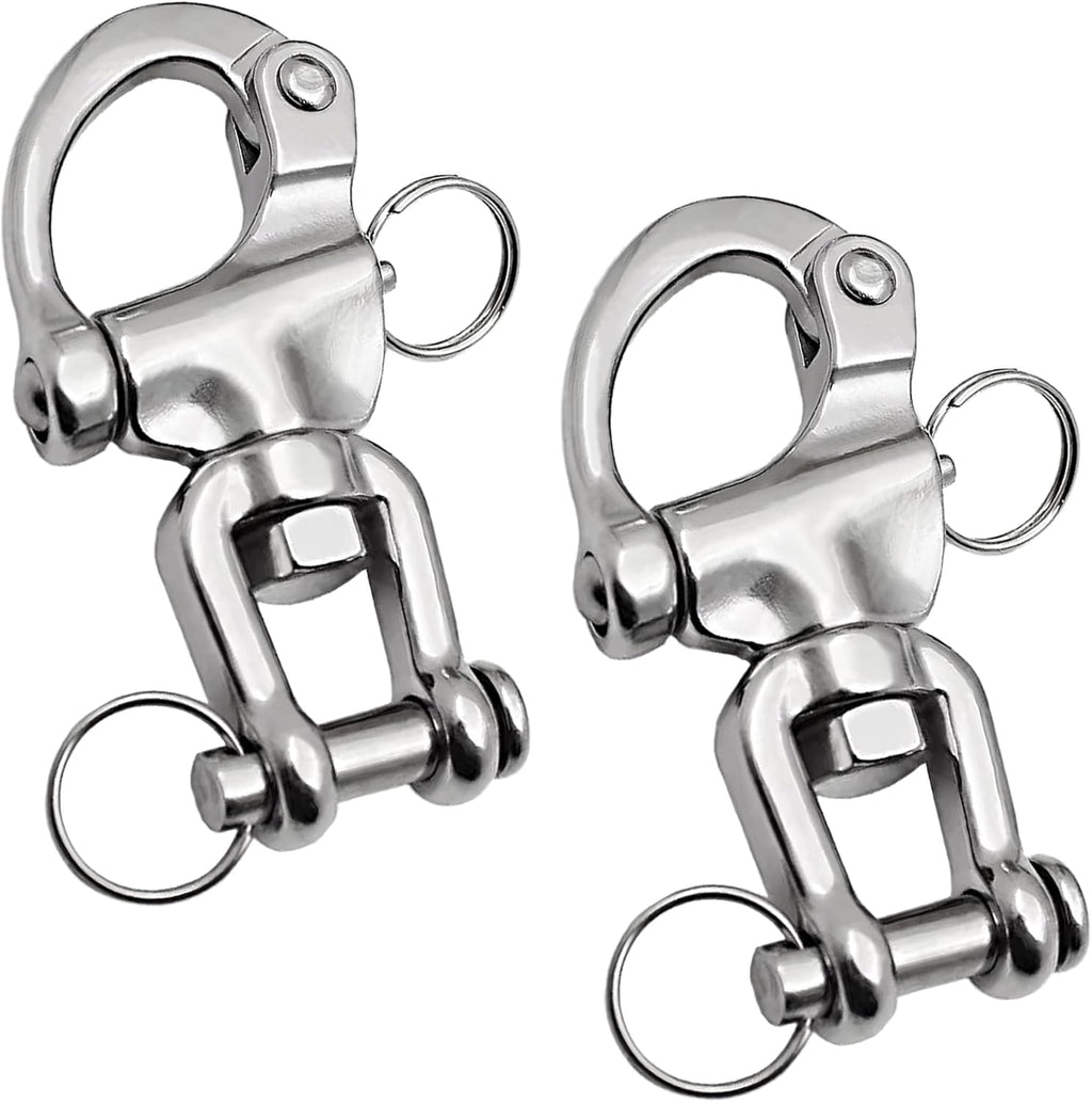 Swivel Eye Snap Shackle 316 Stainless Steel Quick Release Shackle Marine Grade Sailing Halyard Hardware, Clevis Swivel Sailing Rigging Shackles
