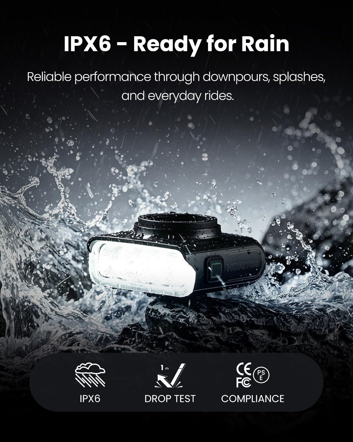Magicshine Hori 700 Bike Light Compatible with Garmin, Slim 1.26in Design