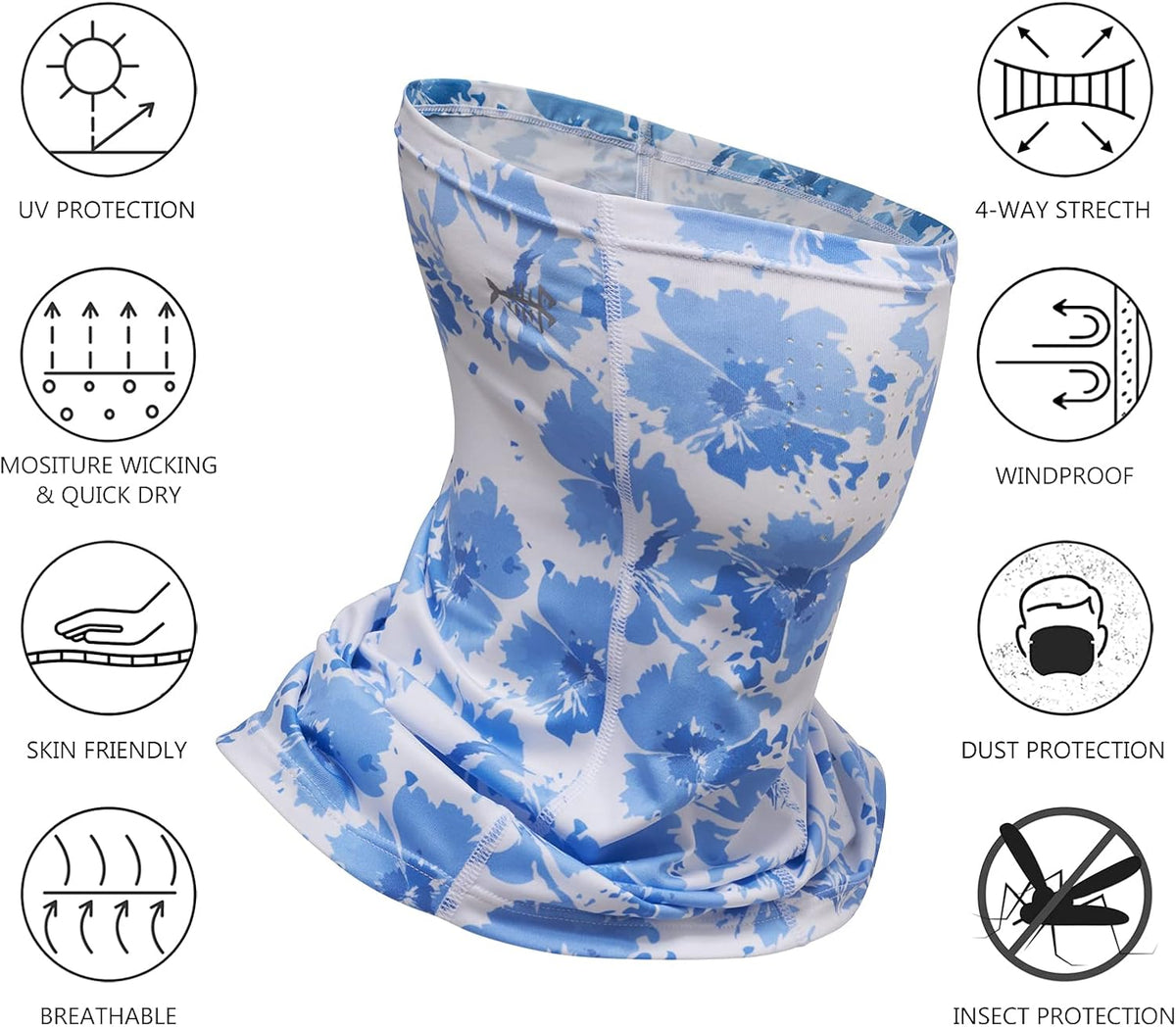 BASSDASH UPF 50+ Breathable Neck Gaiter, Quick Dry Face Mask for Men Women