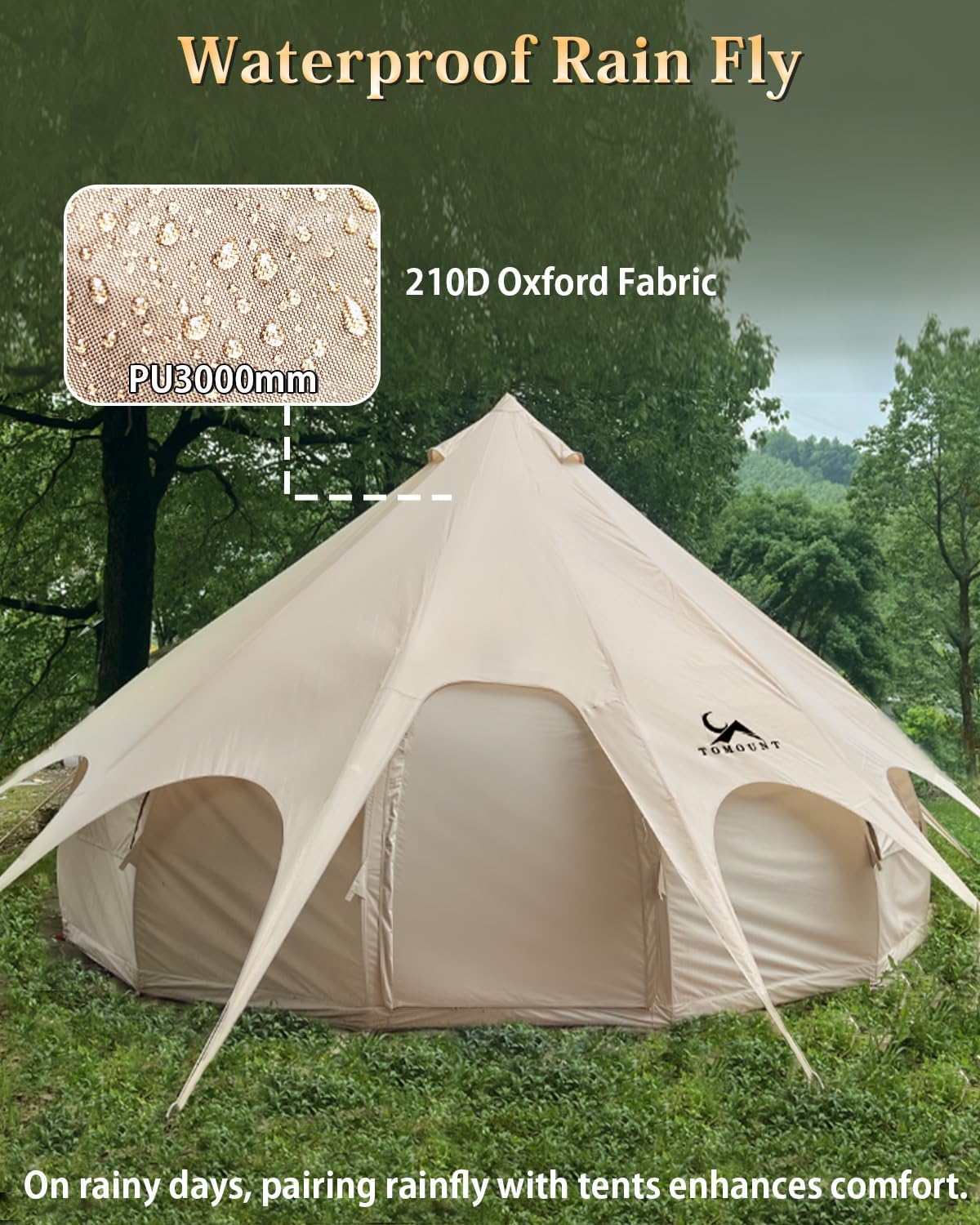TOMOUNT Canvas Tent with Rainfly Stove Jack Glamping Yurt TPU Roof