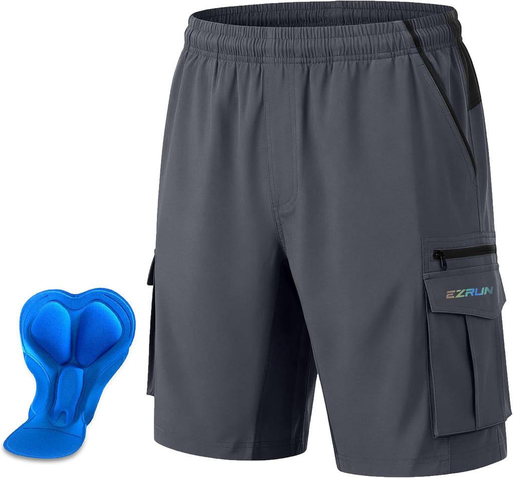 EZRUN Men's 3D Padded Mountain Bike Shorts Quick Dry Cycling Shorts