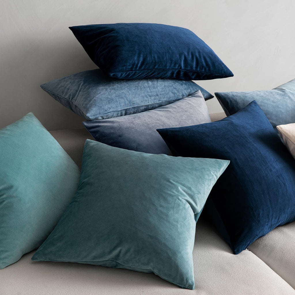 MIULEE Velvet Throw Pillow Covers 18x18 Inch Pack of 2 Dark Blue