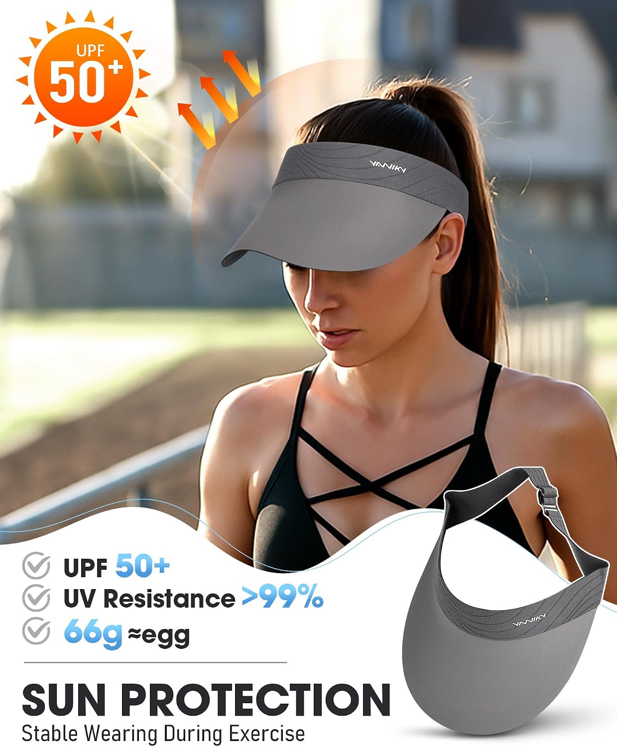 YANIKY Sun Visor Hat for Women,UPF50+ Seamless Sun Hats Men Women Lightweight Sports Cap Stretchy Ponytail Hat for Outdoor