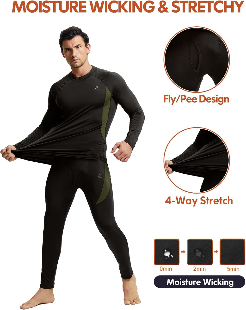 Mens Thermal Underwear Long Johns Base Layer Set Cold Weather 1/2/3 Pack