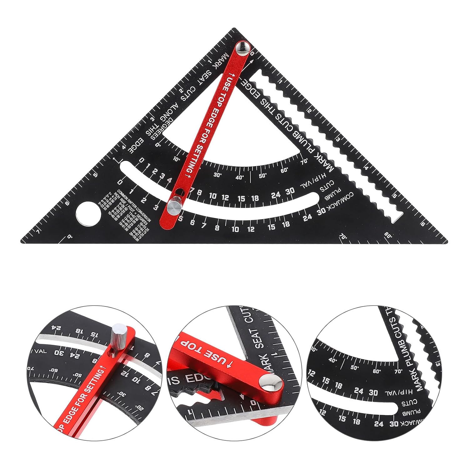 Luxshiny Adjustable Aluminum Alloy Tool for Carpenters Precision Rafter Triangle Ruler with Angle Scale for Woodworking and Carpentry Measurement