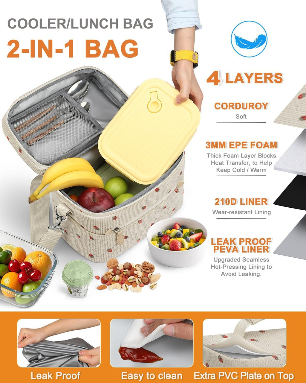 Capolo Lunch Bag for Women Men Insulated Lunch Tote Leakproof Lunchbox Bags